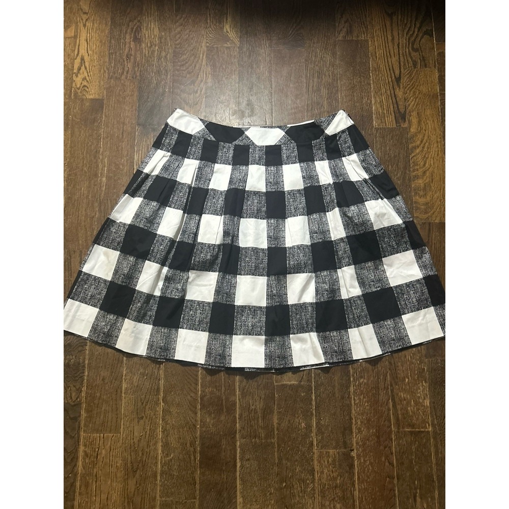 TALBOTS NWT‎ $109 Black White Pleated A-Line Plaid Cotton Skirt Size 16 Petite